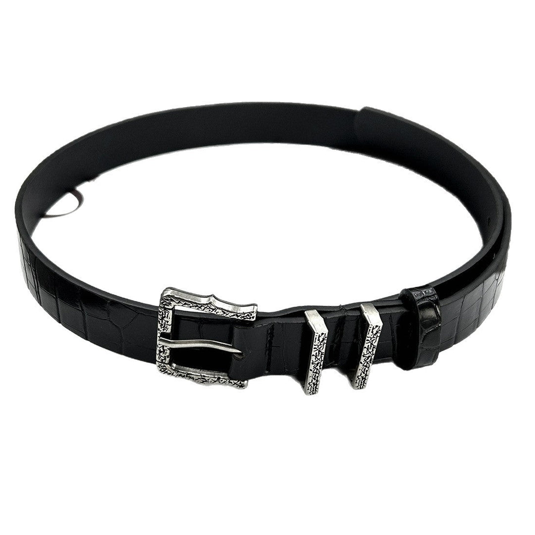 Мъжки колан Retro Engraved Buckle SS25