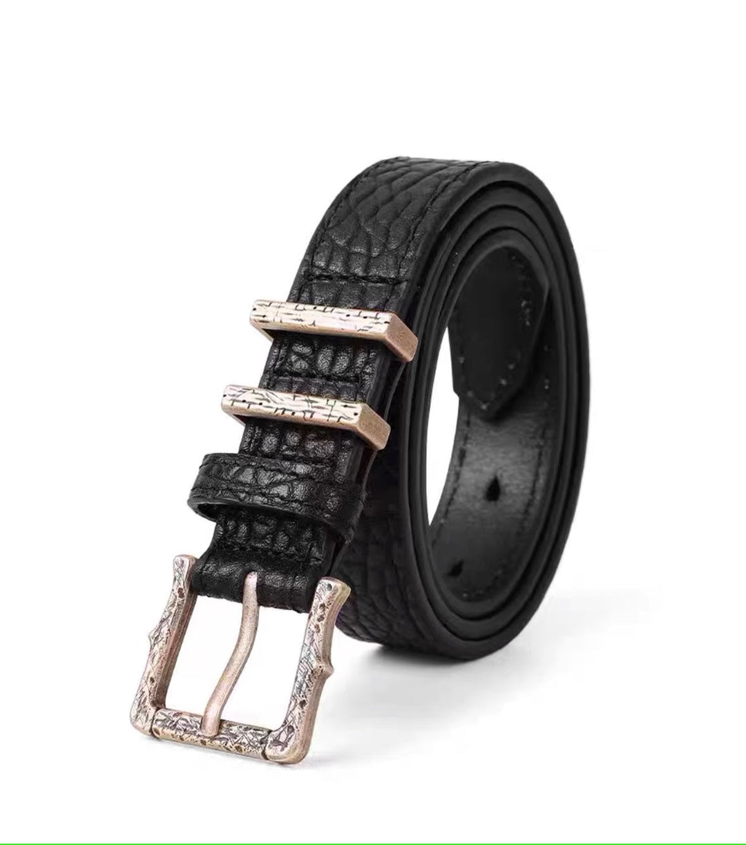 Мъжки колан Retro Engraved Buckle SS25