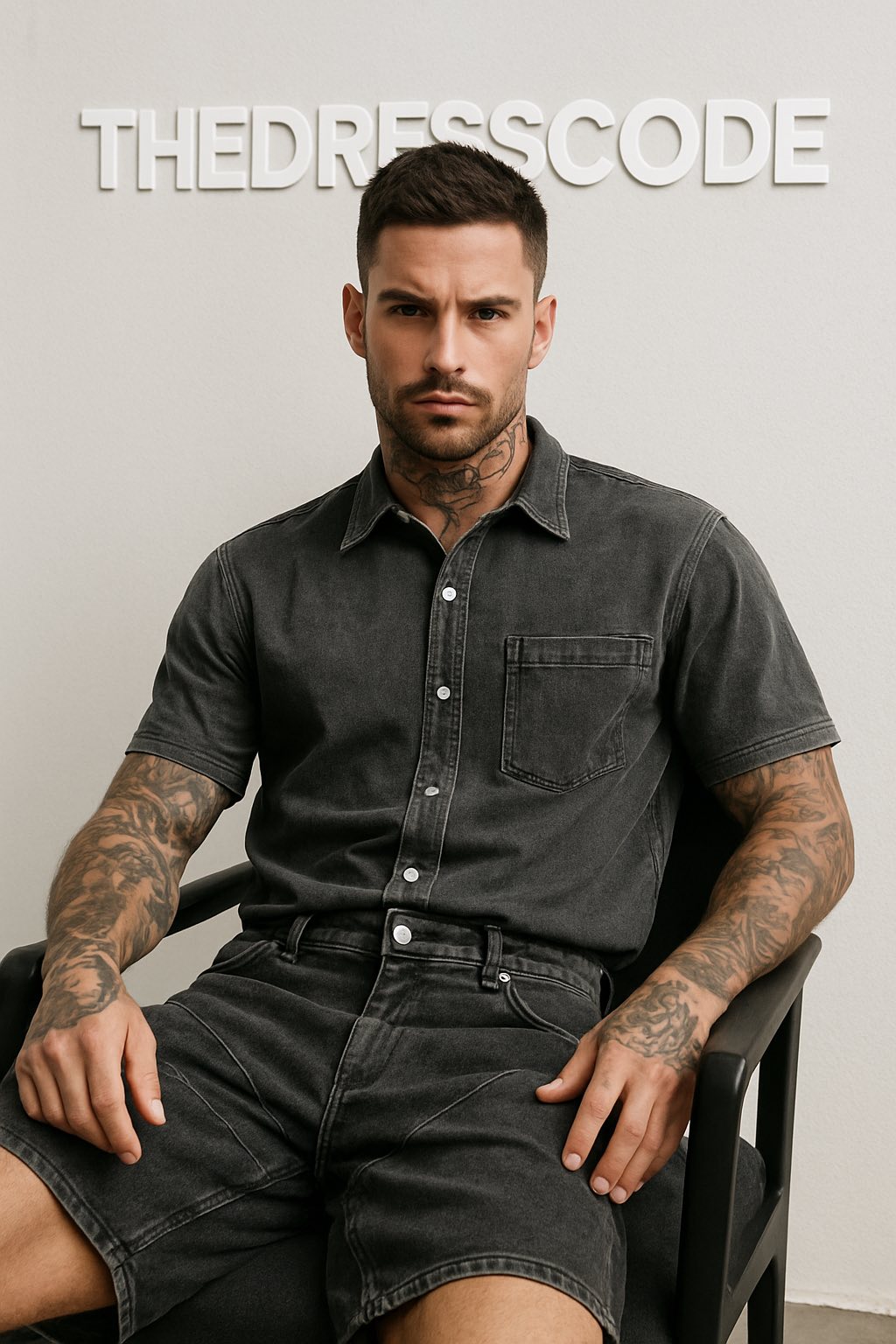 Мъжки къси дънки Grey Denim Splash SS26